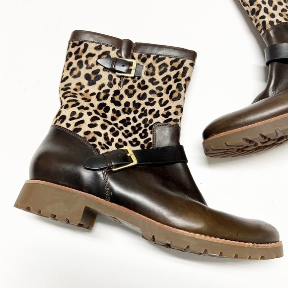 Sperry Top Sider Womens Britt Dark Brown Leopard Pony Hair Boot Size 11M - Picture 2 of 9